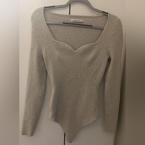 Abercrombie long sleeve corset style bodysuit cream- L- great condition